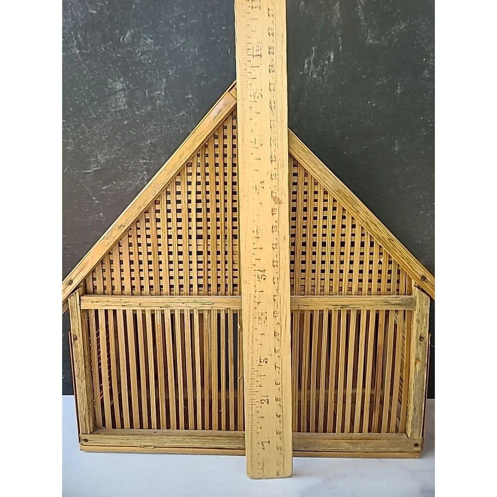 Vintage Bamboo Decorative Rack With Mirror
